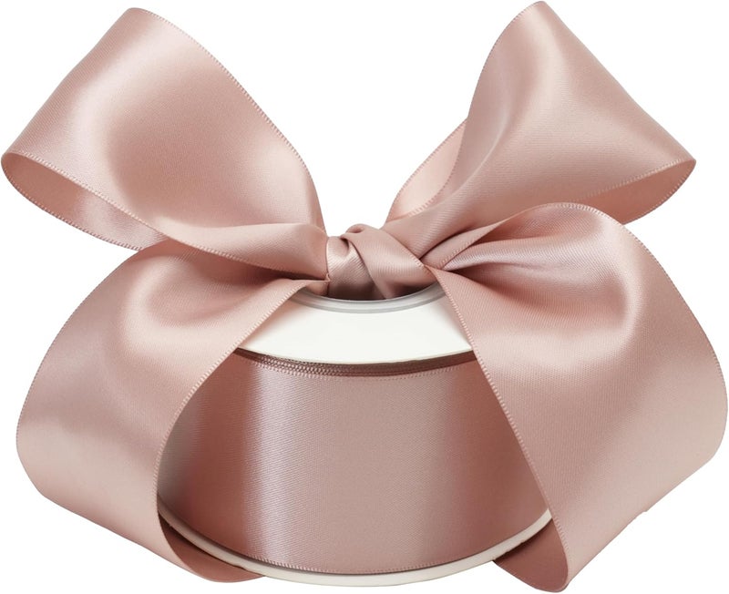 DINDOSAL Dusty Rose Ribbon Double Face Satin Ribbon 2 Inch Thick Dusky Pink Ribbon for Wedding Bridal Bouquet Crafts- 25Yards - Image 1